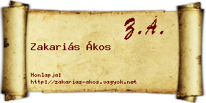Zakariás Ákos névjegykártya
